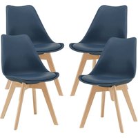 Esszimmerstuhl Fläten 4er Set Kunstleder Blau [en.casa] von [EN.CASA]