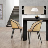[en.casa] - Esszimmerstuhl Gagnef 2er Set Braun / Schwarz von [EN.CASA]