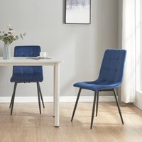Esszimmerstuhl Lexnitz 2er Set mit runden Beinen Dunkelblau [en.casa] von [EN.CASA]
