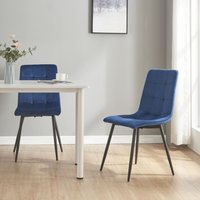 Esszimmerstuhl Lexnitz 2er Set mit runden Beinen Dunkelblau von [EN.CASA]