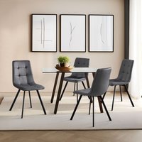 Esszimmerstuhl Lexnitz 4er Set Eckige Stuhlbeine Dunkelgrau [en.casa] von [EN.CASA]