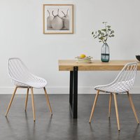Esszimmerstuhl Warschau 2er Set Weiß/Buchenoptik von [EN.CASA]