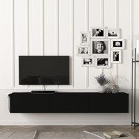 [en.casa] - Fernsehschrank Vihti 180x31x29,5cm Schwarz Schwarz von [EN.CASA]