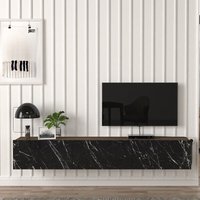 [en.casa] - Fernsehschrank Vihti 180x31x29,5cm Walnuss/Marmor, schwarz Dunkelbraun von [EN.CASA]