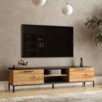 Fernsehtisch Lempäälä mit 2 Ablagefächern 160 x 35 x 39 cm Eiche rustikal/Anthrazit [en.casa] von [EN.CASA]