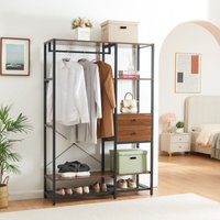 [en.casa] - Garderobenständer Larem 180x120x40 cm Schwarz/Walnussoptik von [EN.CASA]