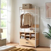 Garderobenständer Larem mit 6 Fächern Weiß/Eicheoptik [en.casa] von [EN.CASA]