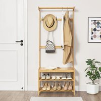 Garderobenständer Tornio 168 x 70 x 35 cm aus Bambus Natur [en.casa] von [EN.CASA]