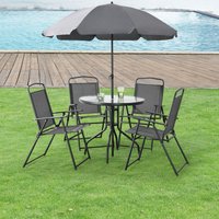 Gartenmöbel-Set Milagro Stühle mit Tisch 4 Stühlen und Sonnenschirm Schwarz Dunkelgrau en.casa - Grau von [EN.CASA]