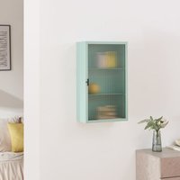 Hängeschrank Zundert mit geriffelter Glastür 60x35x15 cm Stahl Mintgrün [en.casa] von [EN.CASA]