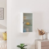 Hängeschrank Zundert mit geriffelter Glastür 60x35x15 cm Stahl Weiß [en.casa] von [EN.CASA]
