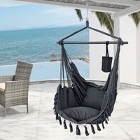 Hängesessel Aranga Max. 120 kg mit 2 Kissen Dunkelgrau [en.casa] von [EN.CASA]