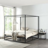 Himmelbett Kristianstad Metall 180x200 cm Schwarz [en.casa] von [EN.CASA]