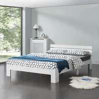 Holzbett Nivala 160x200 cm mit Kopfteil Weiß en.casa von [EN.CASA]