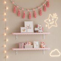 Kinder-Wandregal 2er Set Vestnes 80x17x4 cm Cotton Candy [en.casa] von [EN.CASA]