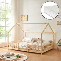 Kinderbett Sisimiut mit Matratze 120x200 cm Holzfarben [en.casa] von [EN.CASA]