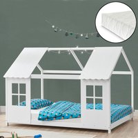 [en.casa] - Halboffenes Kinderbett Tostedt mit Matratze 120x200 cm Weiß von [EN.CASA]