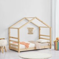 Kinderbett Vardø 80x160 cm mit Lattenrost Holz [en.casa] - Hellbraun von [EN.CASA]
