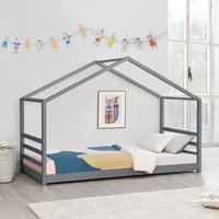 Kinderbett Vardø 90x200 cm mit Lattenrost und Gitter Dunkelgrau [en.casa] Dunkelgrau von [EN.CASA]