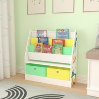 [en.casa] - Kinderregal Neda Dinosaurier-Motiv Weiß/Grün/Gelb von [EN.CASA]