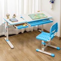 Kinderschreibtisch Sauda 120x60 cm Blau [en.casa] von [EN.CASA]