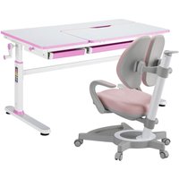 Kinderschreibtisch Sauda mit Kinderstuhl Pink [en.casa] von [EN.CASA]