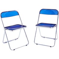 [en.casa] - Klappstuhl Pornainen 2er Set Dunkelblau, transparent von [EN.CASA]