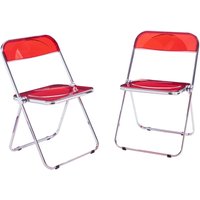 Klappstuhl Pornainen 2er Set Rot, transparent [en.casa] von [EN.CASA]