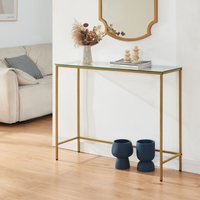 Konsolentisch Kronoby 100x30x80 cm Goldfarben/Klarglas [en.casa] von [EN.CASA]