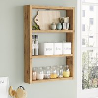 Küchenregal Lappajärvi mit 3 Ablageflächen 60 x 43 x 9 cm Eiche rustikal [en.casa] von [EN.CASA]