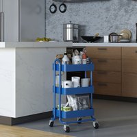 [en.casa] - Küchenrollwagen Pyhäntä mit 3 Ebenen Blau von [EN.CASA]