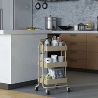 [en.casa] - Küchenrollwagen Pyhäntä mit 3 Ebenen Kamelfarben von [EN.CASA]