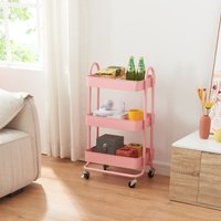 [en.casa] - Küchenrollwagen Pyhäntä mit 3 Ebenen Rosa von [EN.CASA]