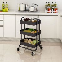 [en.casa] - Küchenrollwagen Pyhäntä mit 3 Ebenen Schwarz von [EN.CASA]