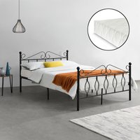 Metallbett Apolda 140x200 cm mit Kaltschaummatratze Schwarz en.casa von [EN.CASA]