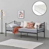 Metallbett Arjeplog 90x200cm mit Matratze Schwarz en.casa von [EN.CASA]