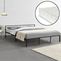 Metallbett Imatra 180x200 cm mit Kaltschaummatratze Schwarz en.casa von [EN.CASA]