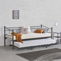 Metallbett Skutskär 90x200cm Schwarz en.casa von [EN.CASA]