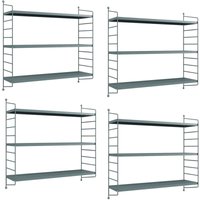 Modulares Wandregal Strängnäs 4er Set Graublau [en.casa] von [EN.CASA]
