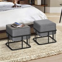 Multifunktionaler stapelbarer Sitzhocker Tas 2er Set quadratisch Dunkelgrau [en.casa] von [EN.CASA]