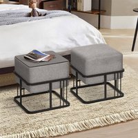 Multifunktionaler stapelbarer Sitzhocker Tas 2er Set quadratisch Hellgrau [en.casa] von [EN.CASA]
