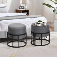 Multifunktionaler stapelbarer Sitzhocker Tas 2er Set rund Dunkelgrau [en.casa] von [EN.CASA]