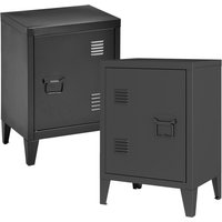 Nachtschrank Inari 2er Set Türgriff rechts und links Schwarz [en.casa] von [EN.CASA]