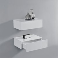 [en.casa] - Wandregal Oslo 2er Set 46x30x15cm Weiß Hochglanz von [EN.CASA]