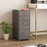 Rollcontainer Kökar mit 5 Schubladen 69x28x41 cm Grau [en.casa] von [EN.CASA]