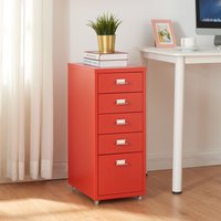 Rollcontainer Kökar mit 5 Schubladen 69x28x41 cm Rot [en.casa] von [EN.CASA]