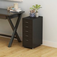 Rollcontainer Kökar mit 5 Schubladen 69x28x41 cm Schwarz matt [en.casa] von [EN.CASA]