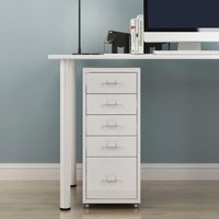 Rollcontainer Kökar mit 5 Schubladen 69x28x41 cm Weiß matt [en.casa] von [EN.CASA]