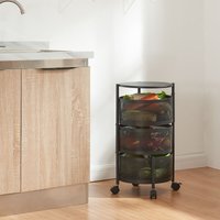 [en.casa] - Rollwagen Steigen mit 3 Ebenen 59,5xØ33cm Schwarz von [EN.CASA]
