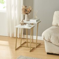 Satztisch Salem 2er Set Gold / Marmor, weiß [en.casa] von [EN.CASA]